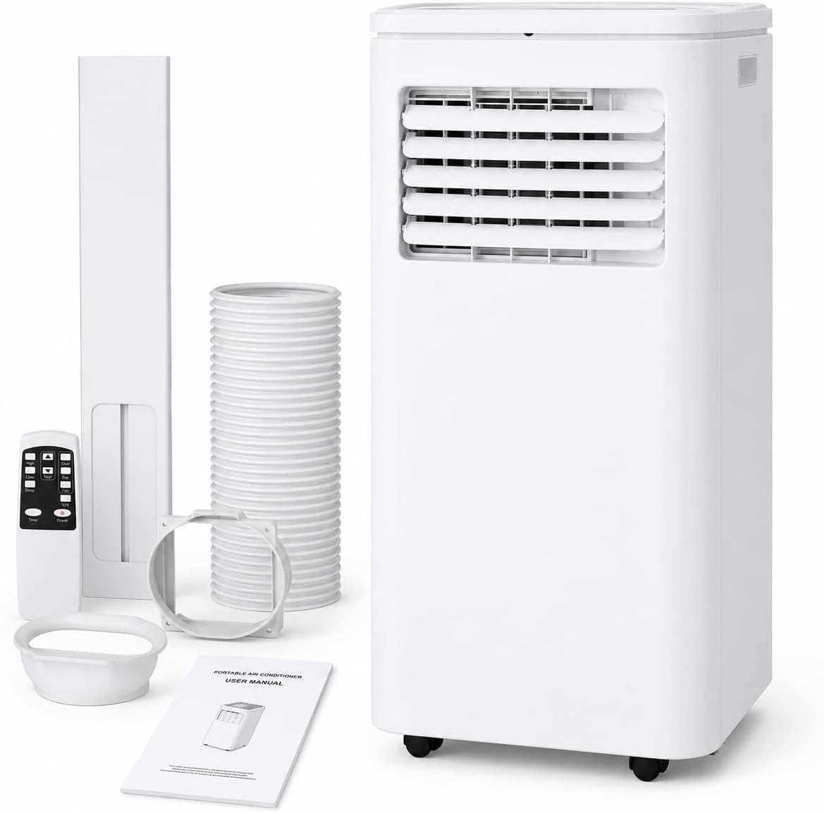10,000 BTU Portable Air Conditioners - Cools 450 Sq. Ft., 4-in-1 Portable AC Unit with Cool, Fan, Dehumidifier, Sleep, 24H Timer, Remote & Installation Kit, for Bedroom, Office, Dorm