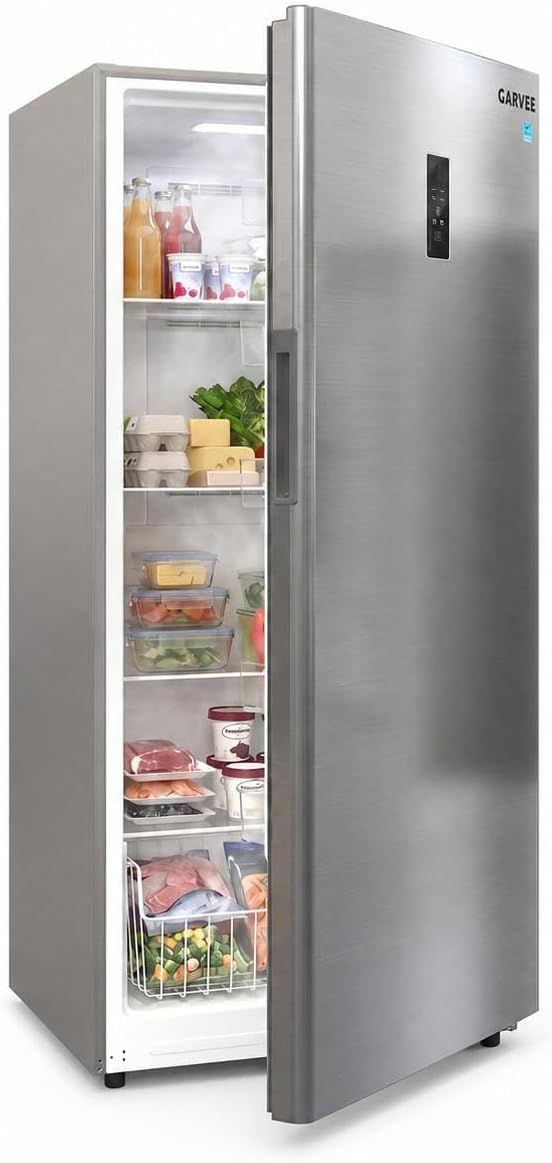 14 Cu.Ft Upright Freezer, Single Door Stand Up Freezer with Adjustable Shelves, Mechanical Temperature Control, Freestanding Deep Freezer for Garage, Kitchen, Home Use