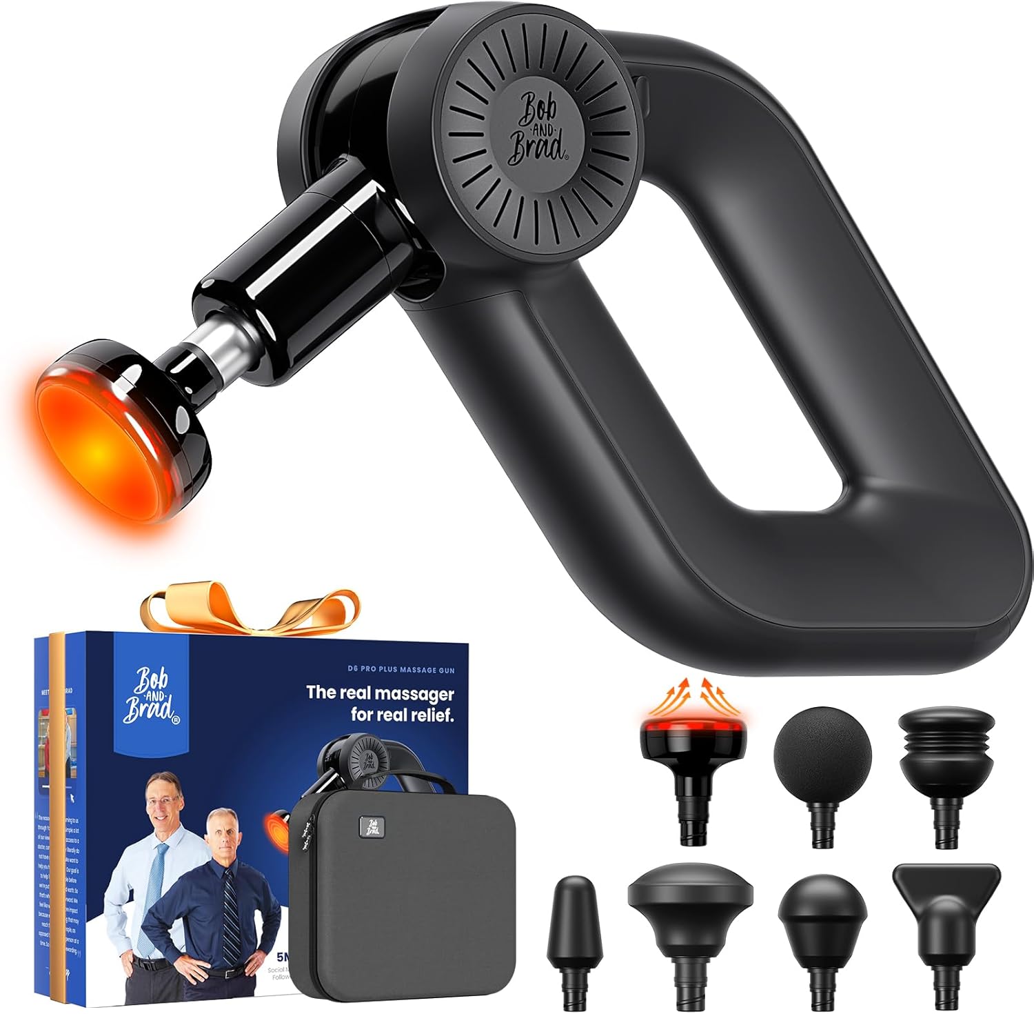 BOB AND BRAD D6 Pro Plus Massage Gun with Heat, Deep Tissue Percussion with 16mm Amplitude, Professional Muscle Massager Gun for Athletes, Quiet Electric Handheld Massager
