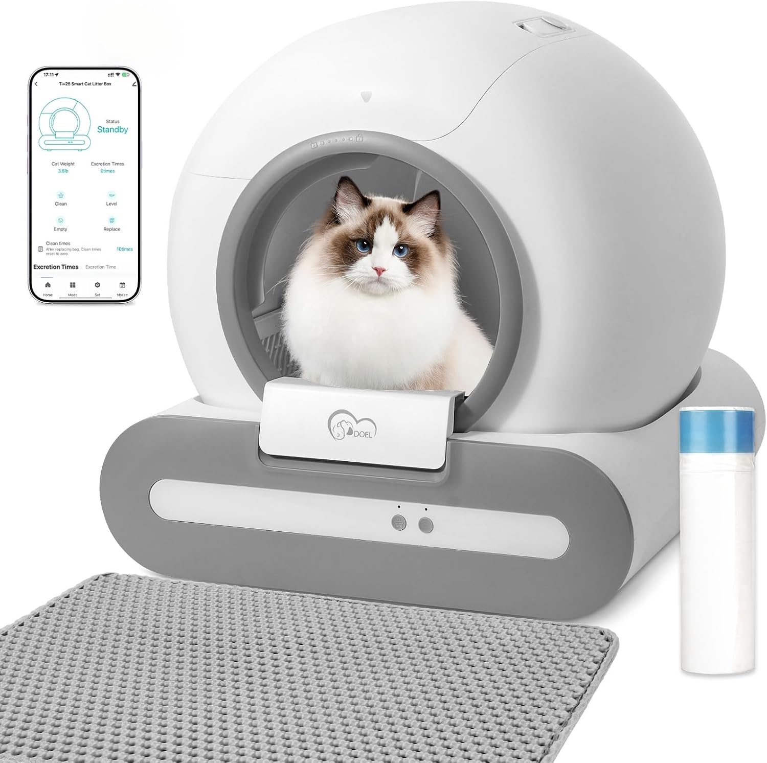 DOEL Cat Litter Box Automatic Cleaning, Automatic Litter Box with Large Capacity, App Control, Safety Protection, Leak Prevention