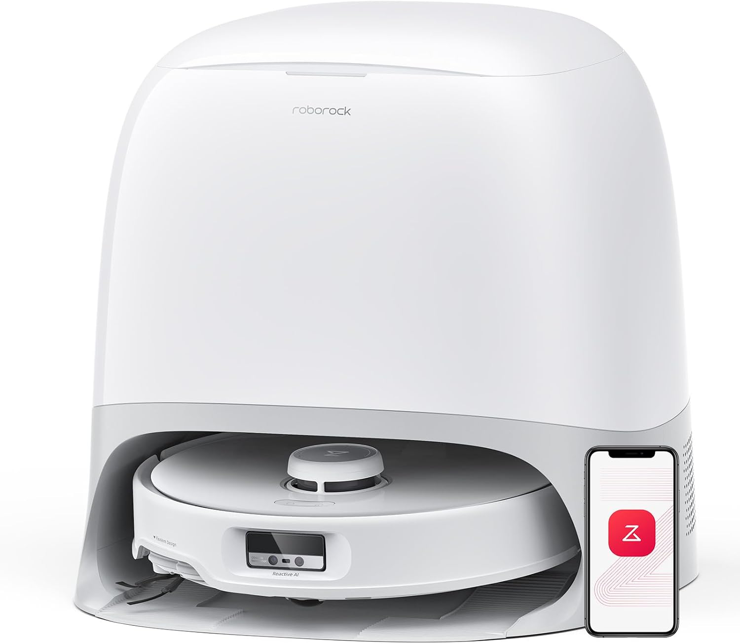 roborock Qrevo Curv Robot Vacuum and Mop, Zero-Tangling, AdaptiLift Chassis, FlexiArm Technology, Al Obstacle Recognition, 17mm Mop Lift, 18,500Pa Suction, Hot Water Mop Washing & Dock Self