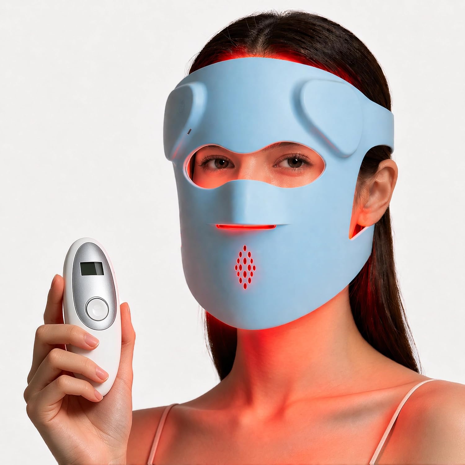 Jorking FDA-Cleared Red Light Therapy for Face,Anti-aging and Acne,3D Cordless Liquid Silicone Infrared Mask With Adjustable Velcro,Remoter,Two-hour Runtime,Rechargeable,for Home Skincare Ro