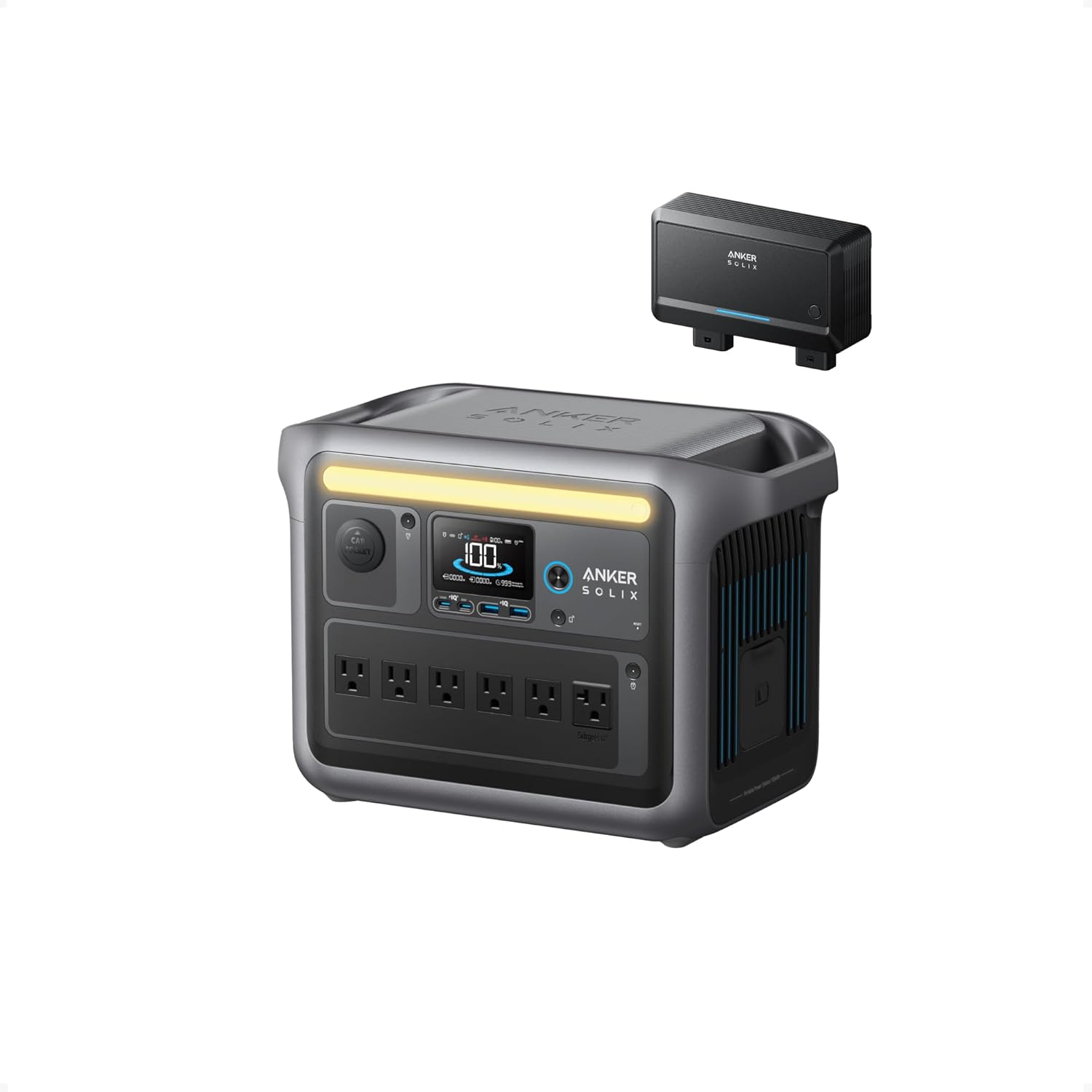 Anker SOLIX C1000 Portable Power Station with Alternator Charger, 1,056Wh | 1,800W (Peak 2,400W) Solar Generator, Full Charge in 58 Min, 1,056Wh LiFePO4 Battery, for Home, Outdoor, and Emerg